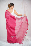 Enchanted Elegance: Wine Linen Saree
