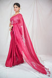 Enchanted Elegance: Wine Linen Saree