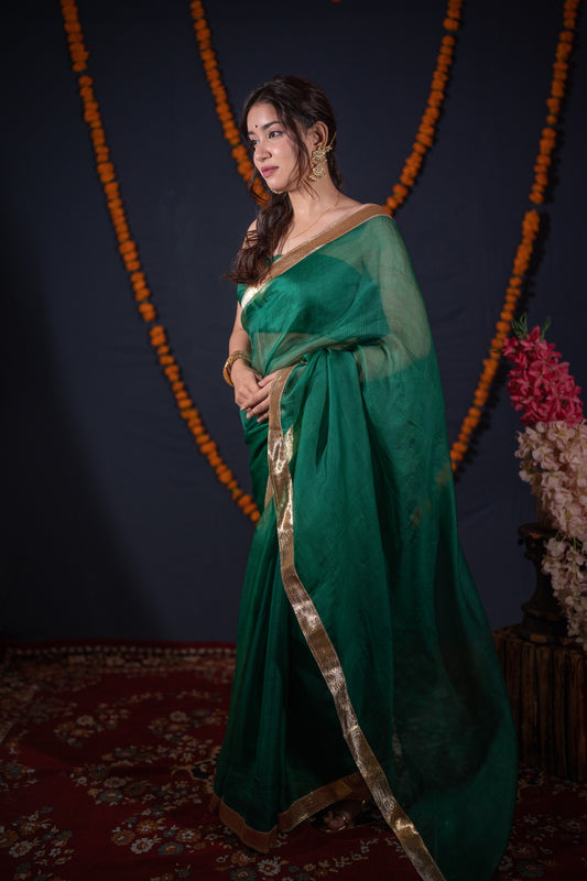 Trina- Green Kota Silk Saree