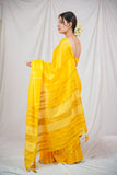 Swarna Rekha - Yellow Striped Linen Saree