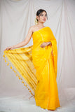 Swarna Rekha - Yellow Striped Linen Saree