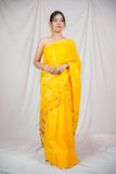 Swarna Rekha - Yellow Striped Linen Saree