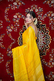 Swarna Rekha - Yellow Striped Linen Saree