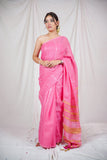 Gulabi Rekha- Pink Linen Saree