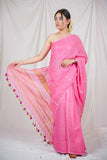 Gulabi Rekha- Pink Linen Saree