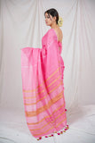 Gulabi Rekha- Pink Linen Saree