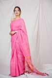 Gulabi Rekha- Pink Linen Saree
