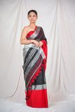 Scarlet Edge- Black Linen Saree