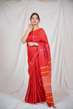 Lalima Rekha - Red Linen Saree