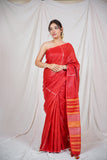 Lalima Rekha - Red Linen Saree