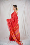 Lalima Rekha - Red Linen Saree