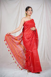 Lalima Rekha - Red Linen Saree