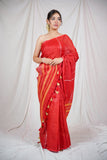 Lalima Rekha - Red Linen Saree
