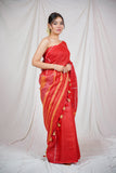 Lalima Rekha - Red Linen Saree