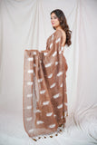 Leaf Whisper - Brown Saree with Embroidery