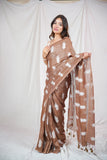 Leaf Whisper - Brown Saree with Embroidery