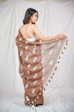 Leaf Whisper - Brown Saree with Embroidery