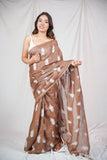 Leaf Whisper - Brown Saree with Embroidery