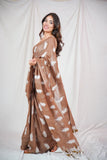 Leaf Whisper - Brown Saree with Embroidery