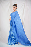 Celestial Silver - Blue Linen Saree