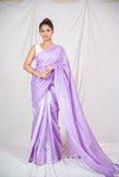 Lavender Gleam - Silver Striped Saree