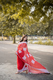 Aadhya - Red Applique Kota Doria Saree
