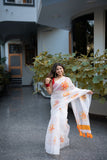 Gazania- Handpainted Kota Doria Saree