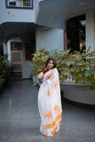 Gazania- Handpainted Kota Doria Saree