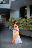 Gazania- Handpainted Kota Doria Saree