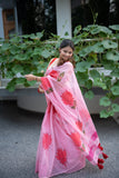 The Lotus Touch- Hand Painted Kota Doria Saree