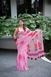 The Lotus Touch- Hand Painted Kota Doria Saree
