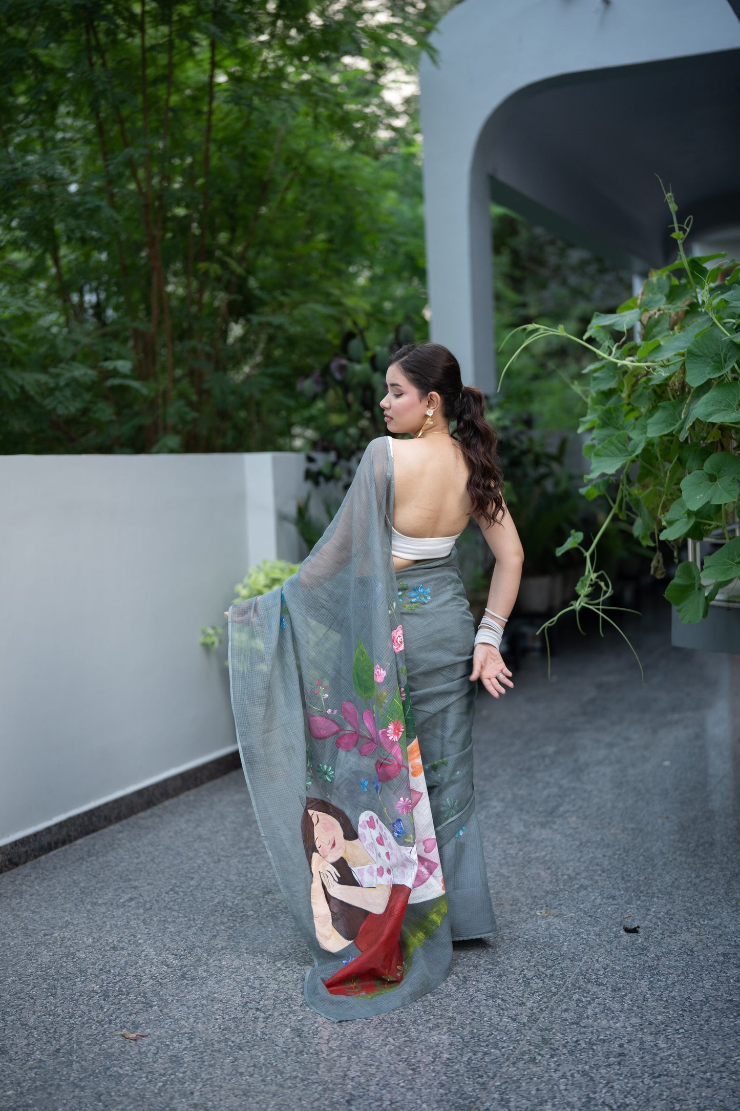 Sleeping Beauty- Handpainted Kota Doria Saree