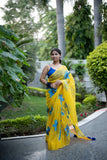 Golden Flora- Handpainted Kota Doria Saree