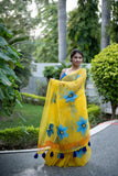 Golden Flora- Handpainted Kota Doria Saree