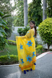 Golden Flora- Handpainted Kota Doria Saree