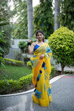 Golden Flora- Handpainted Kota Doria Saree