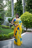 Golden Flora- Handpainted Kota Doria Saree
