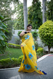 Golden Flora- Handpainted Kota Doria Saree