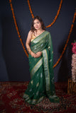 Tulika- Green Kota Doria Saree