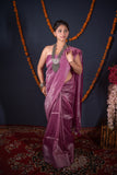 Vaanya- Purple Striped Zari Linen Saree