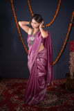 Vaanya- Purple Striped Zari Linen Saree