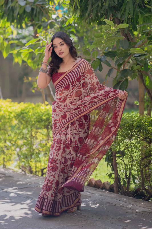 Chitralekha- Floral Kota Doria Saree