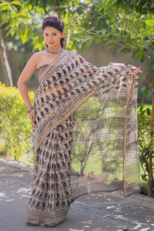 Rajshree - Cream Kota Doria Saree