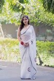 Nandini- White Applique Kota Saree