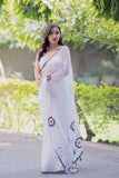 Nandini- White Applique Kota Saree