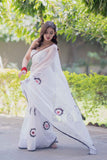 Nandini- White Applique Kota Saree