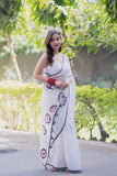 Nandini- White Applique Kota Saree