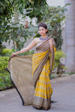 Swarnjaya- Yellow Maheshwari Silk Saree