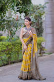 Swarnjaya- Yellow Maheshwari Silk Saree