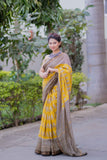 Swarnjaya- Yellow Maheshwari Silk Saree